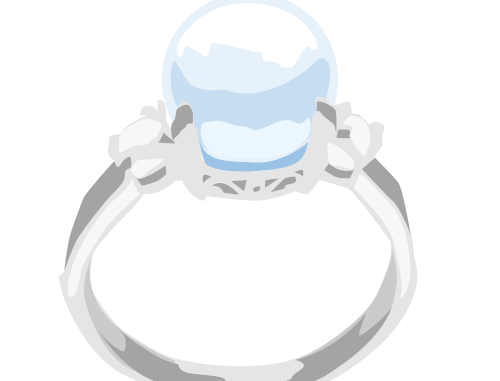 指輪のイラスト01（真珠）［GIF］