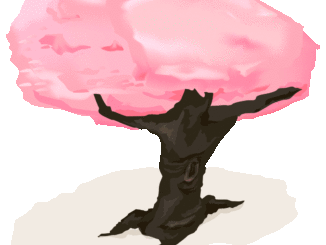 桜のイラスト02（桜の木の全体・リアル）［GIF］