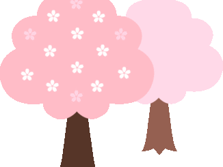 桜のイラスト04（2本の桜の木・縁なし）［GIF］