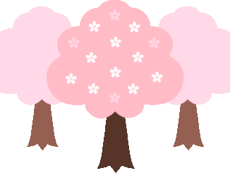 桜のイラスト05（3本の桜の木・縁なし）［GIF］