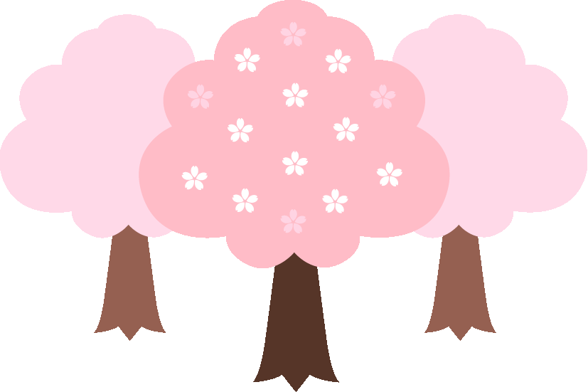 桜のイラスト05（3本の桜の木・縁なし）GIF