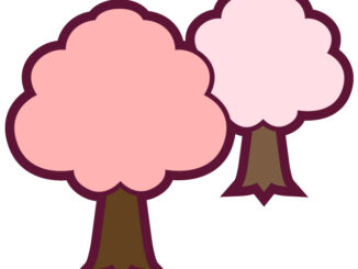 桜のイラスト09（2本の桜の木・縁あり）［JPG］