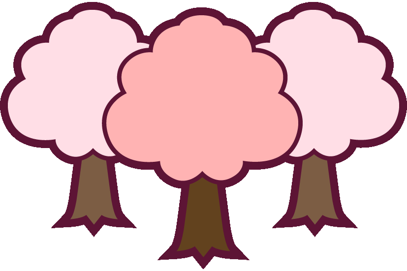 桜のイラスト10（3本の桜の木・縁あり）GIF