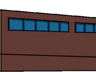 横長のビルのイラスト01（ブラウンのビル・左向き）［GIF］