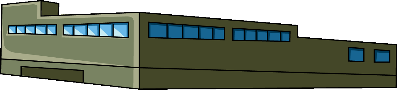 横長のビルのイラスト02（グリーンのビル・左向き）GIF