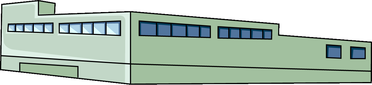横長のビルのイラスト06（ライトグリーンのビル・左向き）GIF