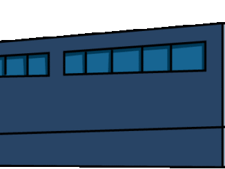 横長のビルのイラスト08（ブルーのビル・右向き）［GIF］