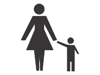 母と子供のシンボルのイラスト（手繋いでる母と子供・シンボル）[GIF]