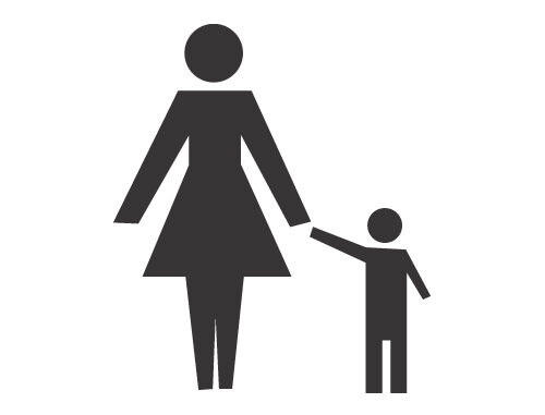 母と子供のシンボルのイラスト（手繋いでる母と子供・シンボル）[JPG]