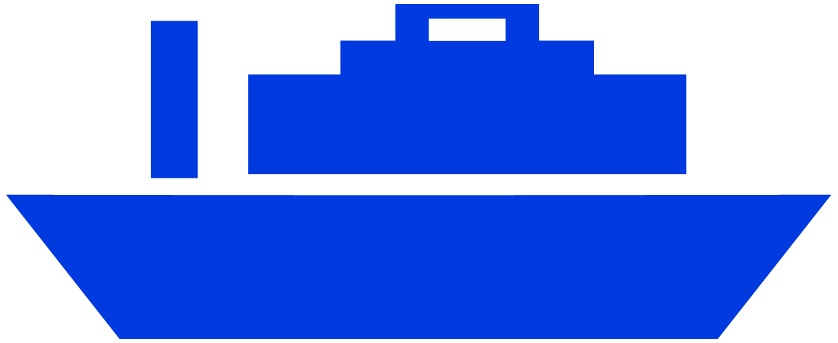 船のイラスト02（ブルーの船・ビコロール配色）JPG