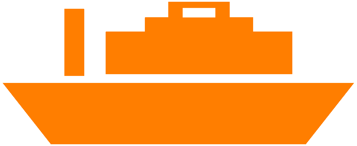 船のイラスト06（オレンジの船・ビコロール配色）GIF