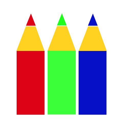 色鉛筆のイラスト（赤色・緑色・青色）GIF