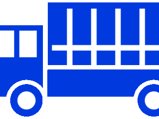 荷台に幌があるトラックのイラスト02（ブルーの幌車・ビコロール配色）［GIF］