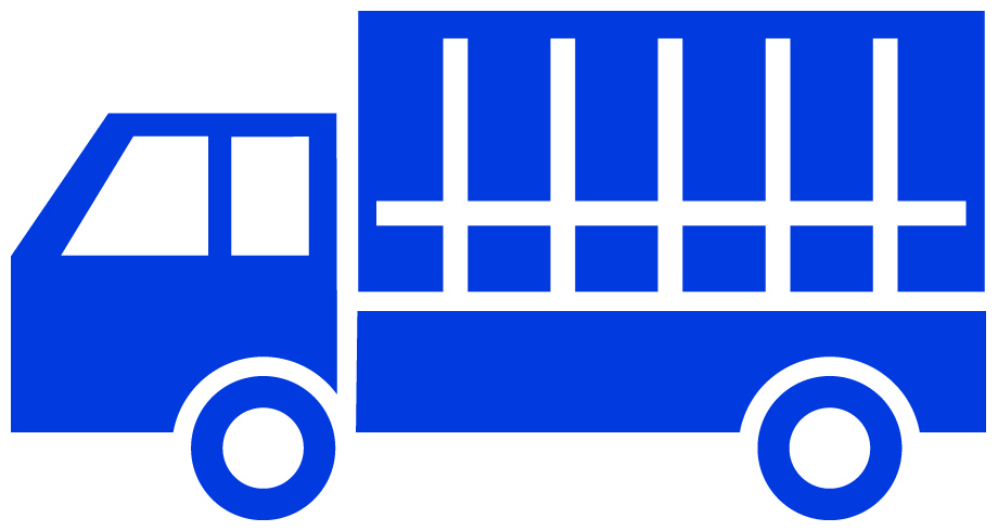 荷台に幌があるトラックのイラスト02（ブルーの幌車・ビコロール配色）JPG