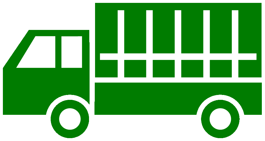 荷台に幌があるトラックのイラスト03（グリーンの幌車・ビコロール配色）GIF