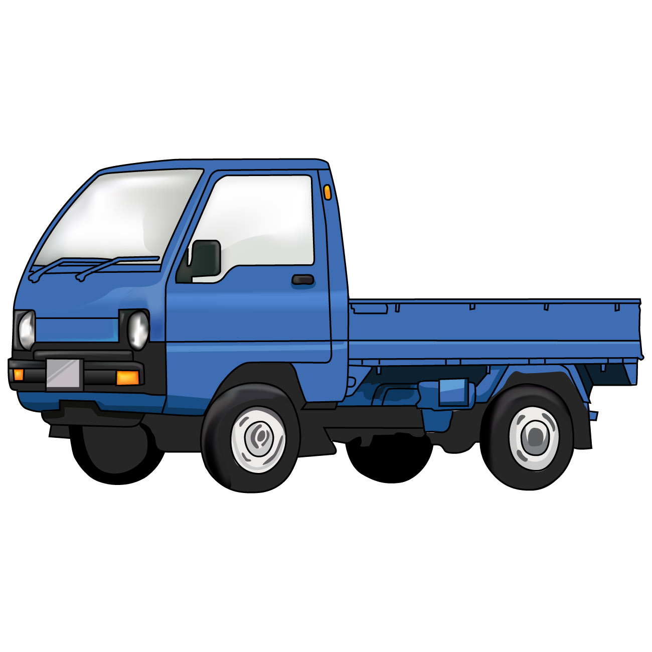 トラックのイラスト02（ブルーのトラック・左向き）JPG