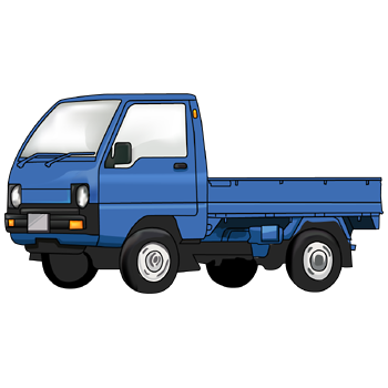 トラックのイラスト02（ブルーのトラック・左向き）PNG