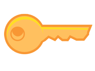 鍵のイラスト01（正面から見た黄色い鍵）[GIF]
