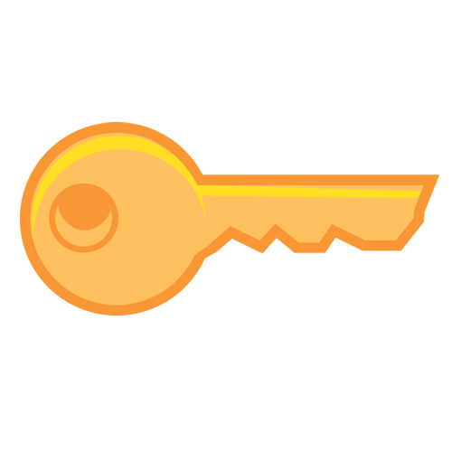 鍵のイラスト（正面から見た黄色い鍵）GIF