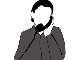 電話をしている人のイラスト01（シルエット）［GIF］
