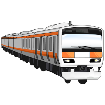 電車のイラスト01（オレンジの電車・右向き）PNG