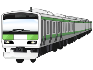 電車のイラスト02（グリーンの電車・左向き）[PNG]