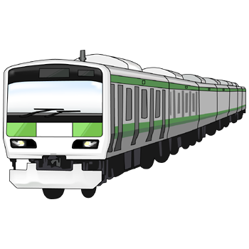 電車のイラスト02（グリーンの電車・左向き）PNG