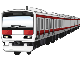 電車のイラスト03（レッドの電車・左向き）[PNG]