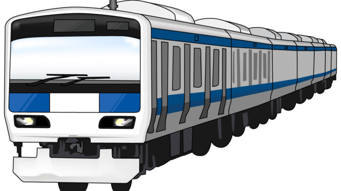 電車のイラスト05（ブルーの電車・左向き）[JPG]
