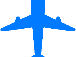 飛行機のシルエットのイラスト01（ライトブルーの飛行機）［GIF］