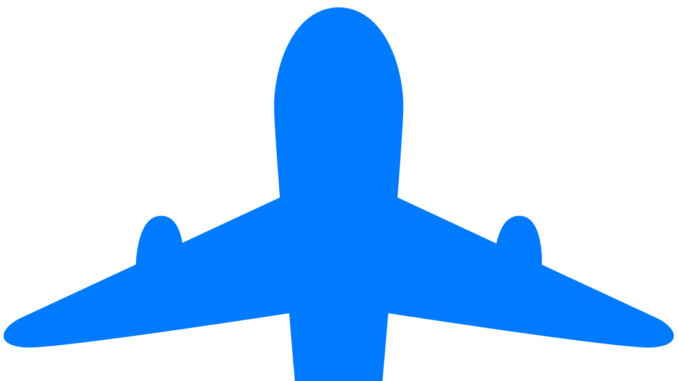 飛行機のシルエットのイラスト01（ライトブルーの飛行機）［JPG］