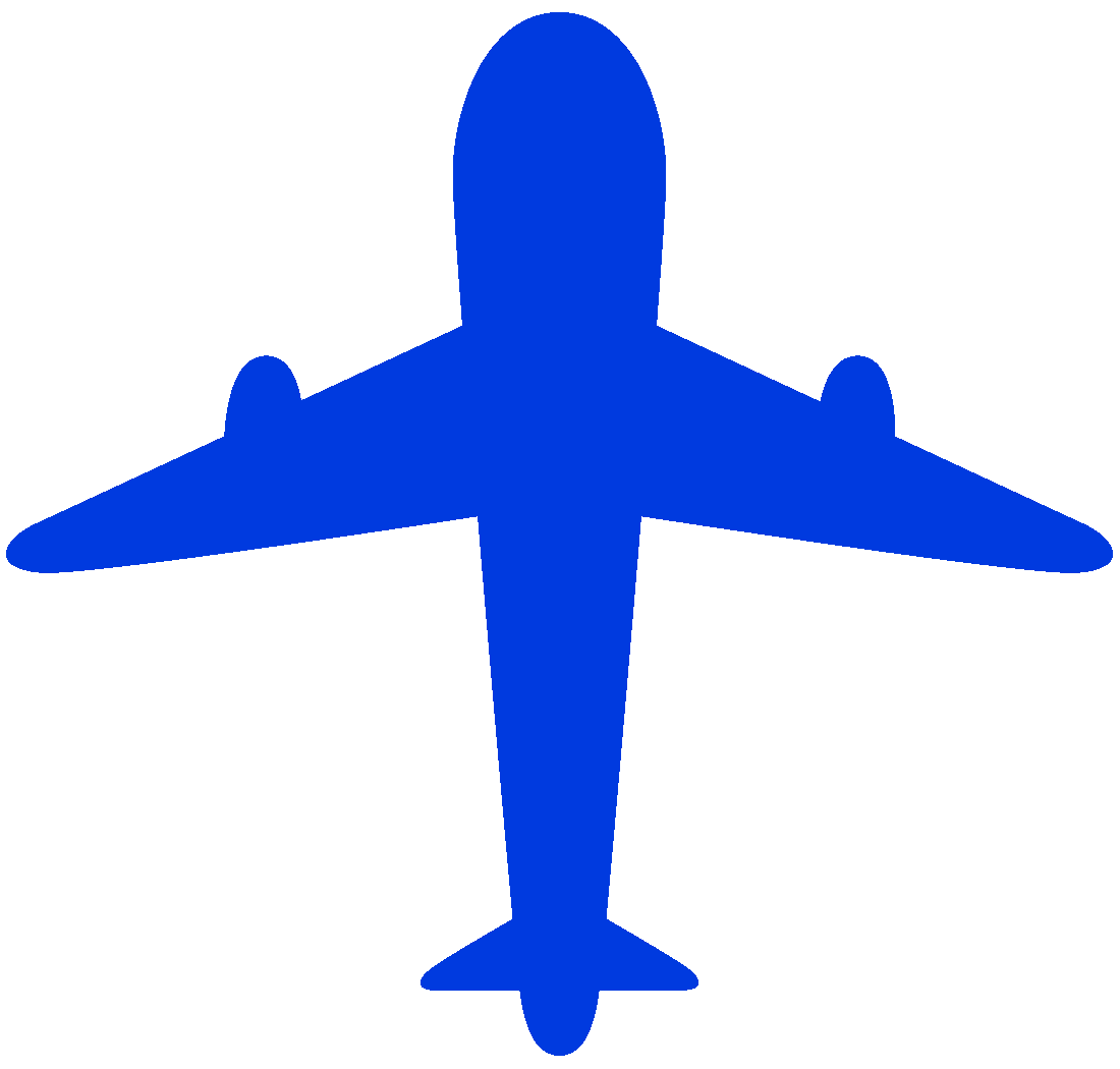 飛行機のシルエットのイラスト02（ブルーの飛行機）GIF
