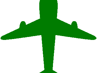 飛行機のシルエットのイラスト03（グリーンの飛行機）［GIF］