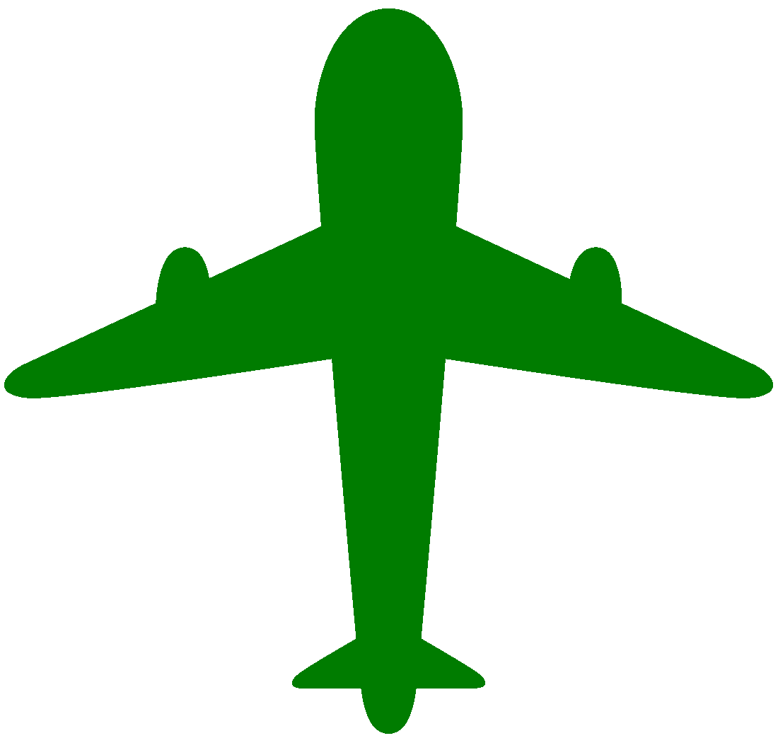 飛行機のシルエットのイラスト03（グリーンの飛行機）GIF