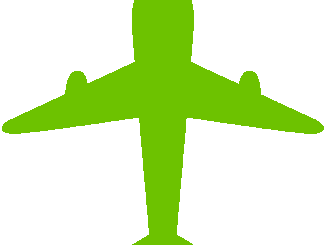 飛行機のシルエットのイラスト04（ライトグリーンの飛行機）［GIF］