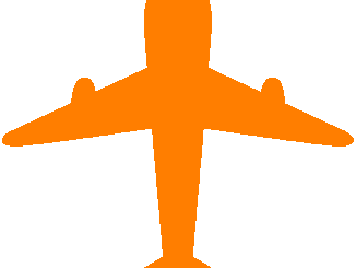 飛行機のシルエットのイラスト06（オレンジの飛行機）［GIF］