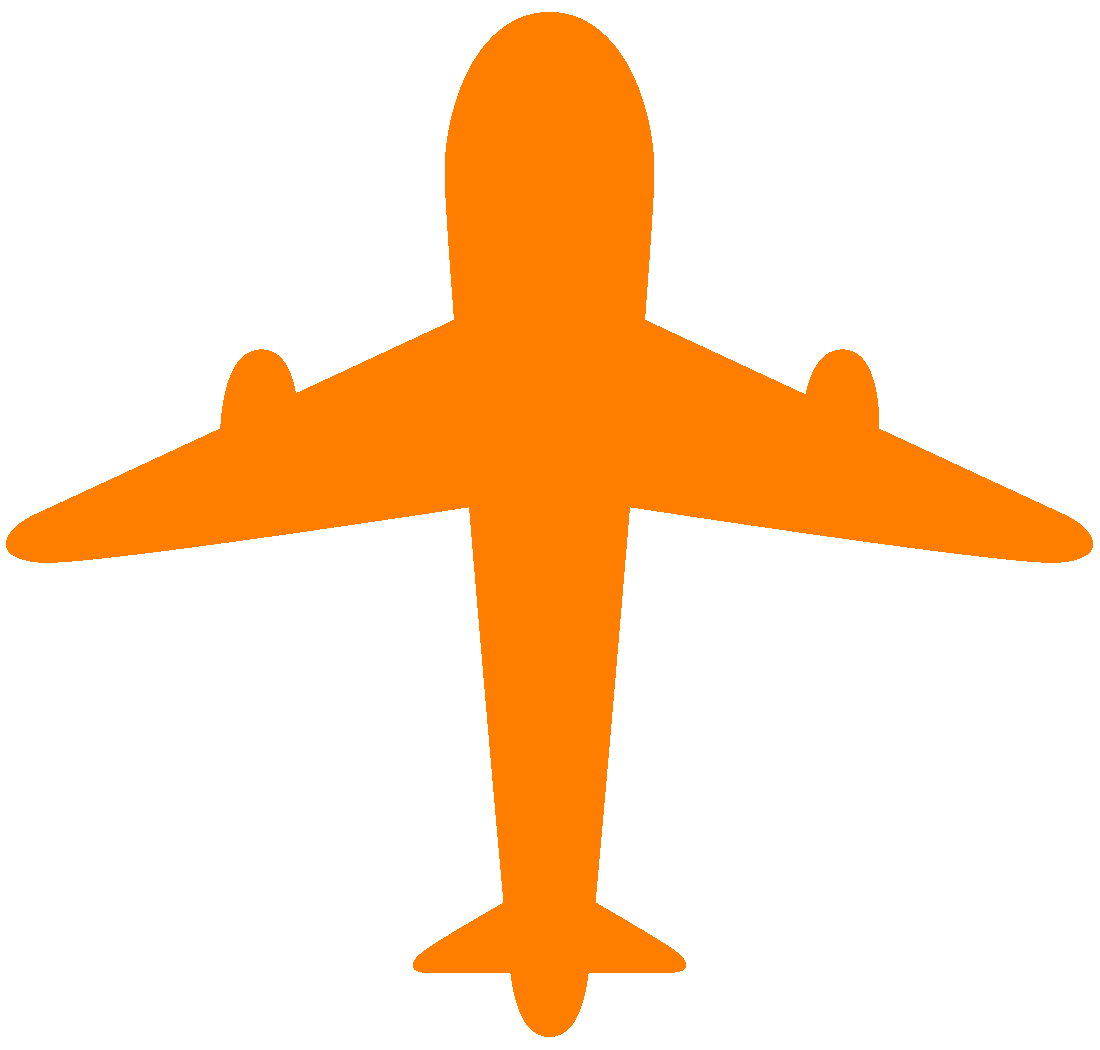 飛行機のシルエットのイラスト06（オレンジの飛行機）GIF