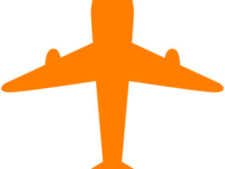 飛行機のシルエットのイラスト06（オレンジの飛行機）［JPG］
