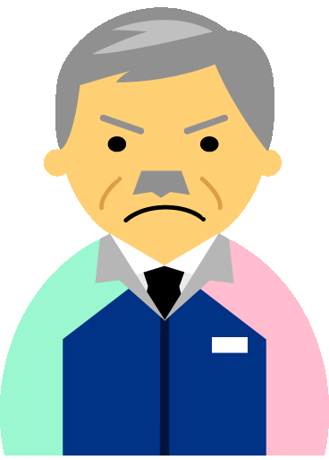 怒り顔 コンビニ店員男性60代 70代のアイコン05 紺 袖水色ピンク Gif テンプレート フリーbiz