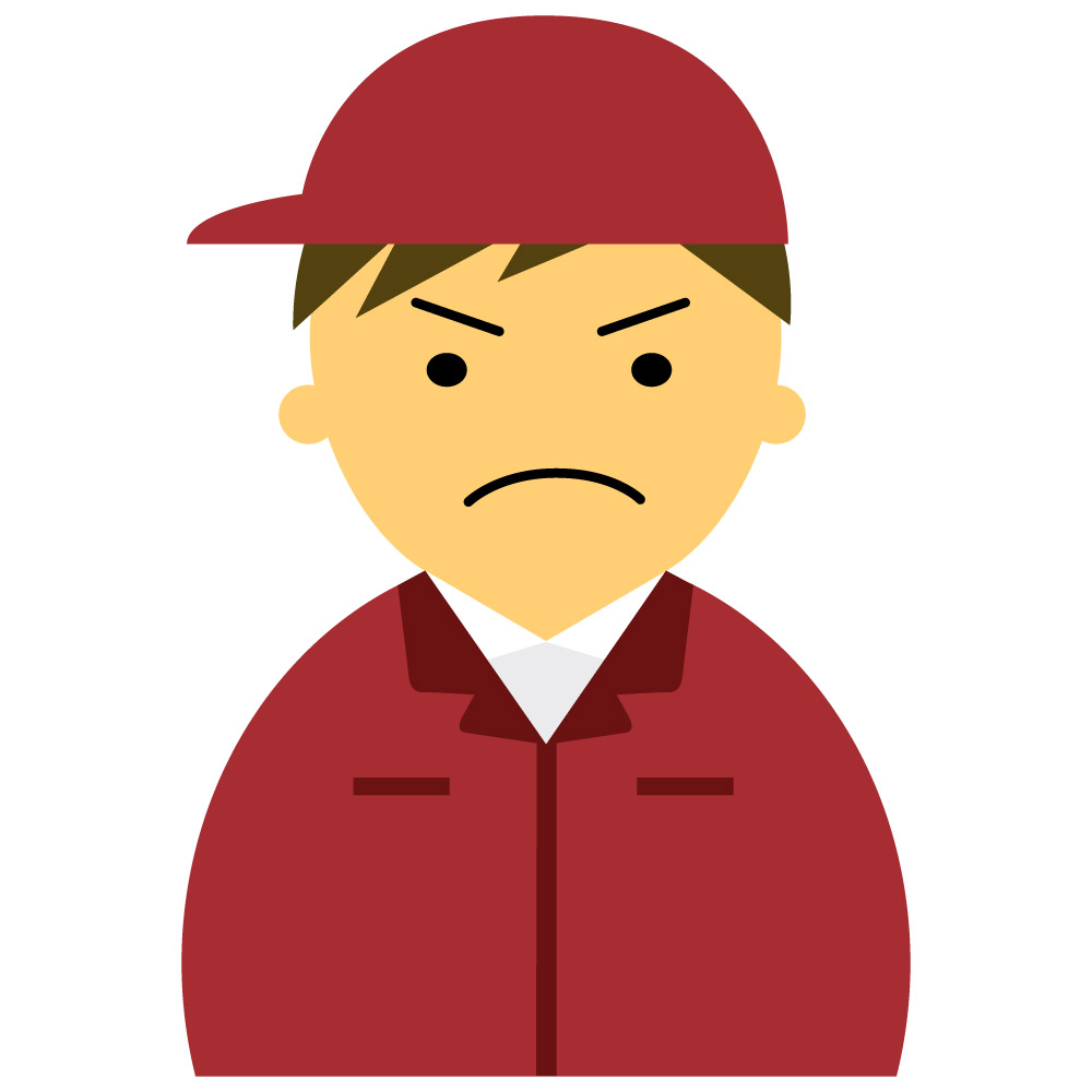怒り顔 作業服の男性代 30代のアイコン05 赤 茶髪 Jpg テンプレート フリーbiz