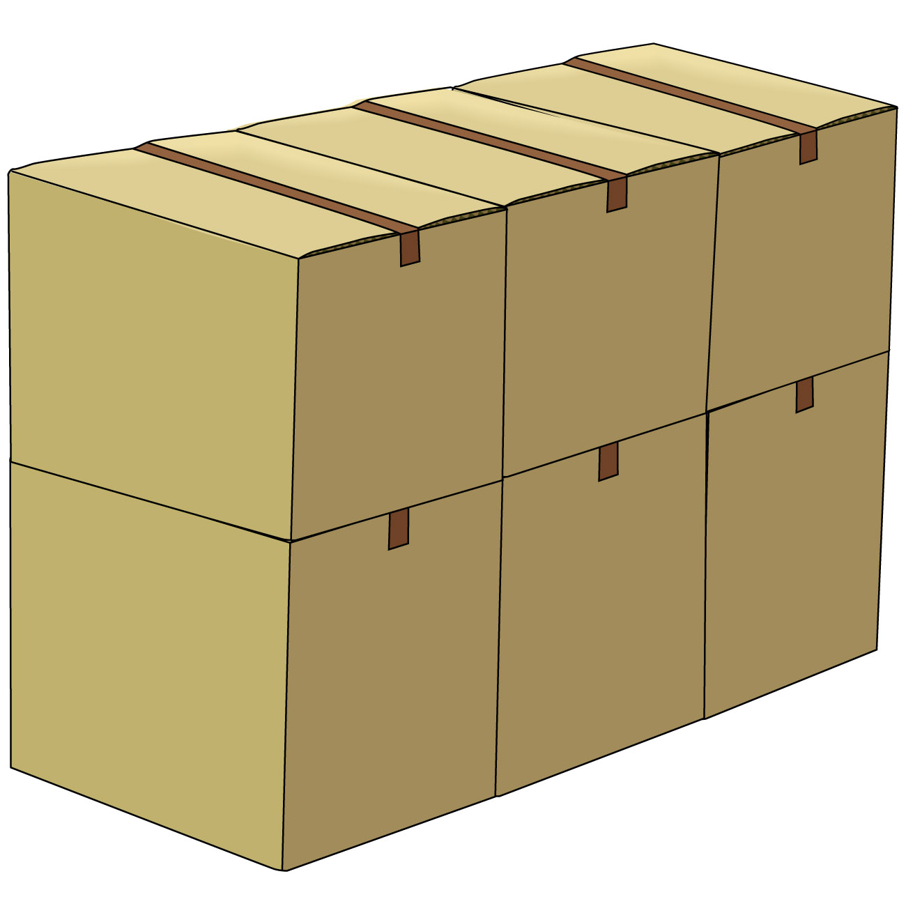 段ボール箱のイラスト08 6個の重なった段ボール箱 ブラウン Jpg テンプレート フリーbiz