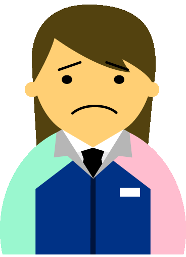 【困った顔】コンビニ店員女性20代～30代のアイコン11（紺／袖水色ピンク・茶髪）GIF