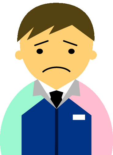 【困った顔】コンビニ店員男性20代～30代のアイコン07（紺／袖水色ピンク・茶髪）GIF