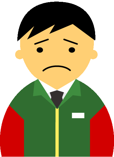【困った顔】コンビニ店員男性20代～30代のアイコン10（緑／袖赤・黒髪）GIF