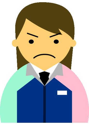 【怒り顔】コンビニ店員女性20代～30代のアイコン11（紺／袖水色ピンク・茶髪）GIF