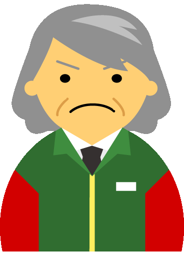 【怒り顔】コンビニ店員女性60代～70代のアイコン07（緑／袖赤）GIF