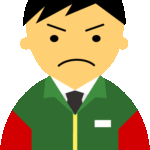 会員登録不要で無料でダウンロードできる【怒り顔】コンビニ店員男性20代～30代のアイコン10（緑／袖赤・黒髪）［GIF］