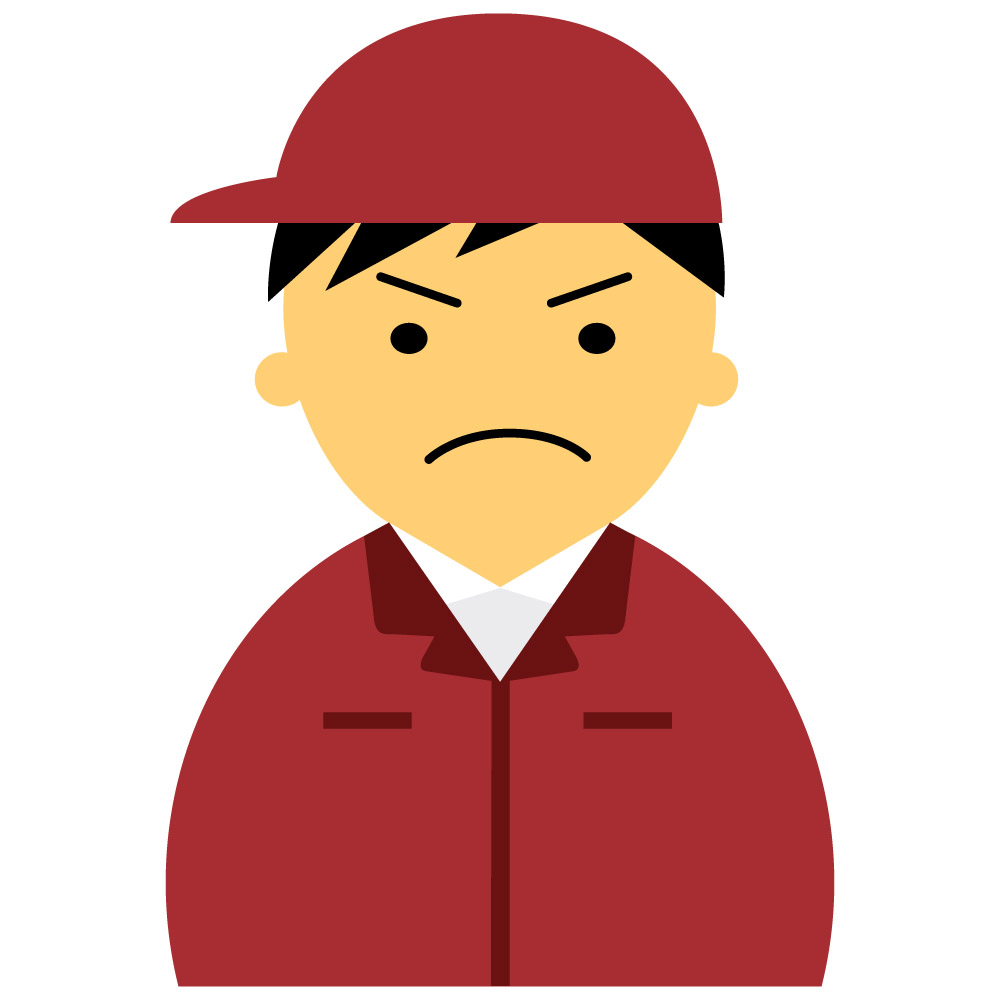 【怒り顔】作業服の男性20代～30代のアイコン03（赤・黒髪）JPG