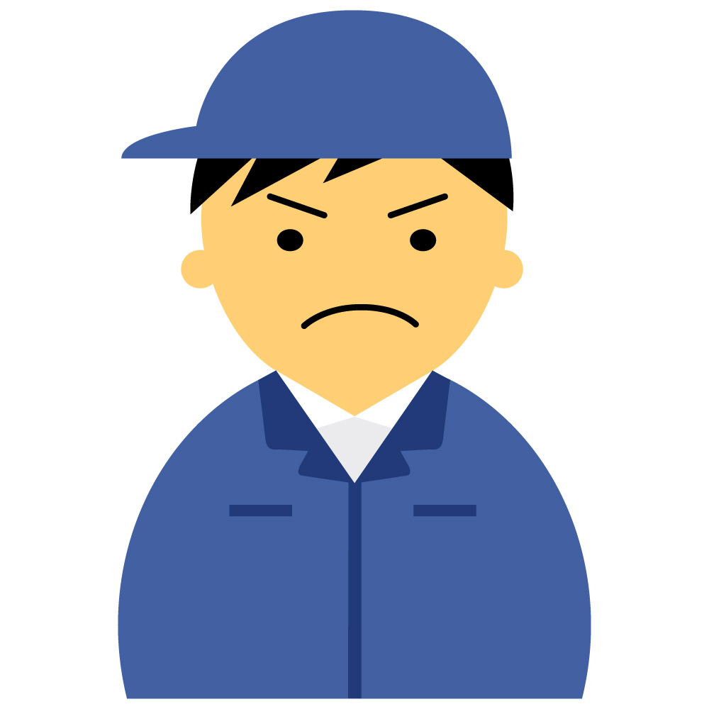 【怒り顔】作業服の男性20代～30代のアイコン04（青・黒髪）JPG
