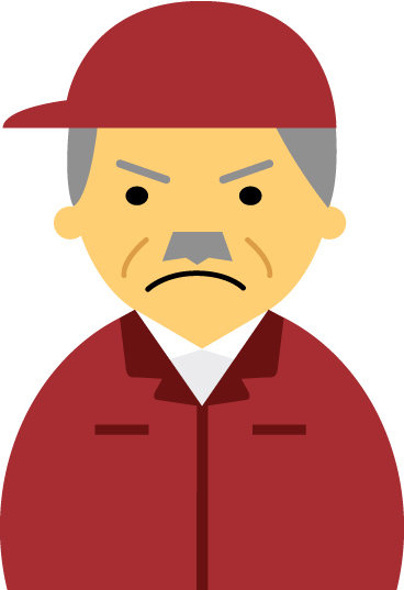 【怒り顔】作業服の男性60代～70代のアイコン（赤）JPG